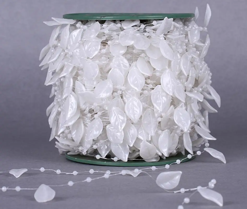 60 метров белая/бежевая декоративная лента из АБС-пластика в форме листа для