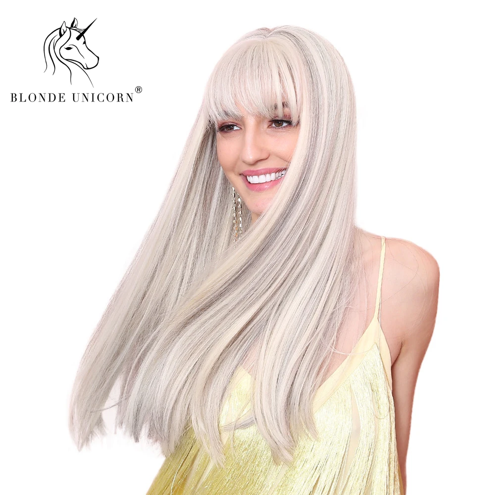 Парик женский Синтетический прямой длиной 24 дюйма со светлыми единорогами с