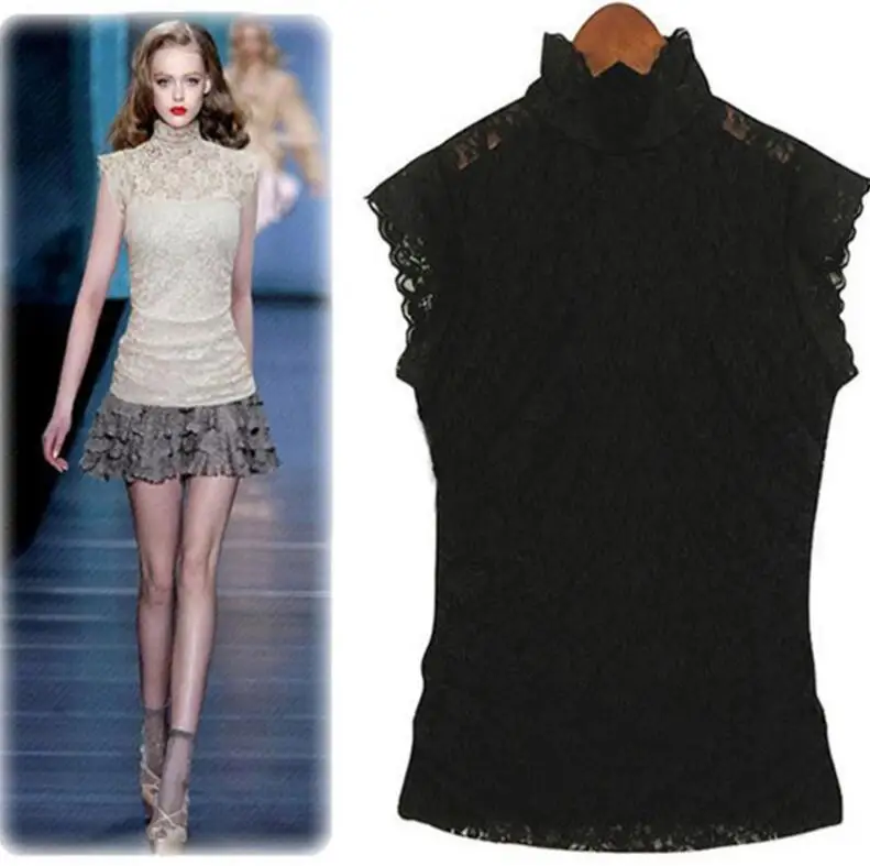 ELEXS Новая Мода женская Элегантный Кружева Mesh Рубашки Лето Повседневная Hollow