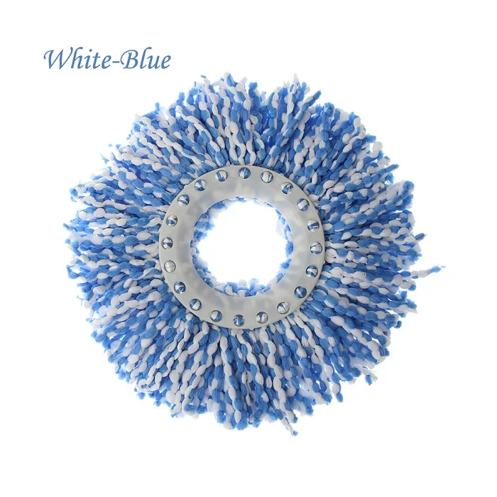 White-Blue 1 шт. цветная домашняя Волшебная сменная Автоматическая насадка для швабры 360 Вращающаяся Чистящая подушечка из микрофибры инструменты для уборки дома - Цвет: White-Blue