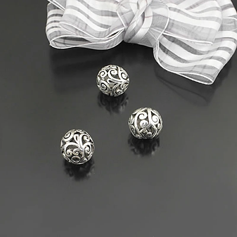 

10PCS 8MM 10MM 14MM Antique Style Zinc Alloy with Leaf Vine Hollow Round Beads Spacer Beads Diy Jewelry Findings Accessories