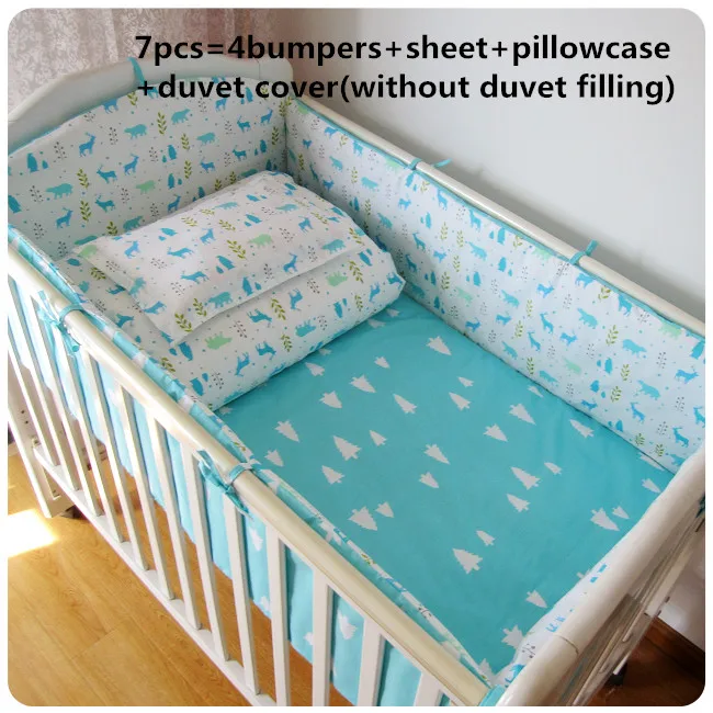 

Discount! 6/7pcs 100% Cotton Crib Cot Bedding Set Unpick And Wash Baby Bedding Set,Duvet Cover, 120*60/120*70cm