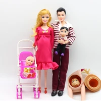 4pcsset happy family dolls pregnant babyborn ken prince wife babyborn stroller for dolls doll child toys carriages for dolls