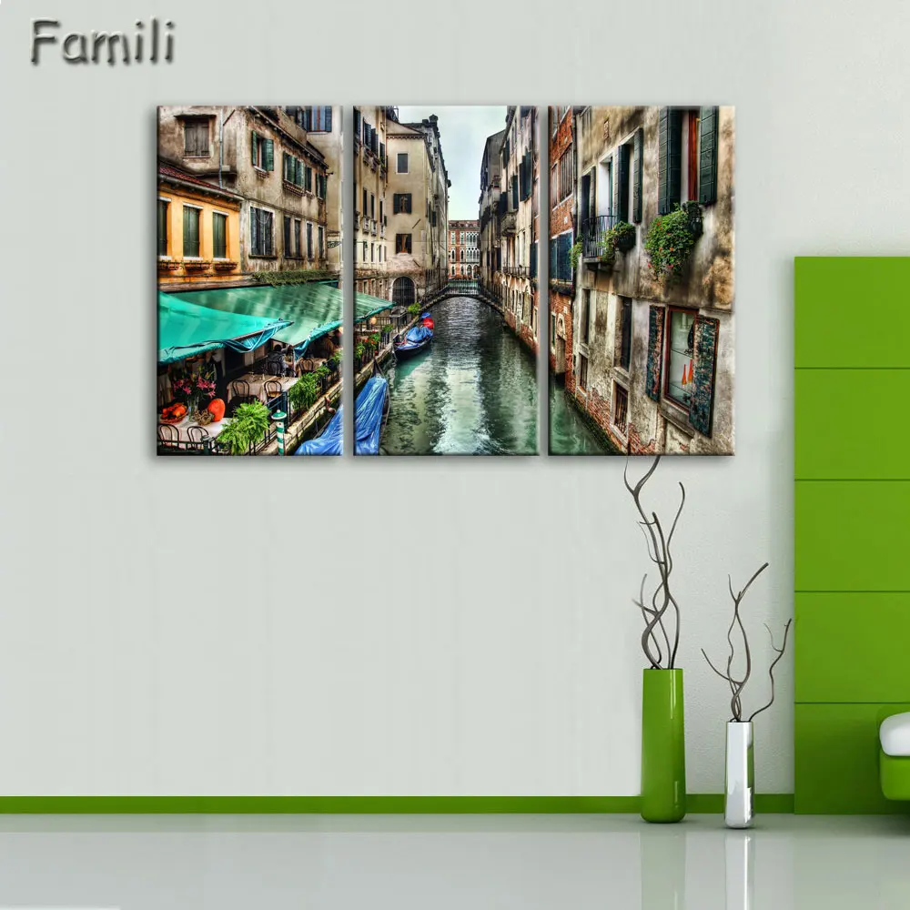 Ночной светильник в Италии холст живопись настенное искусство пейзаж 3 шт. принты