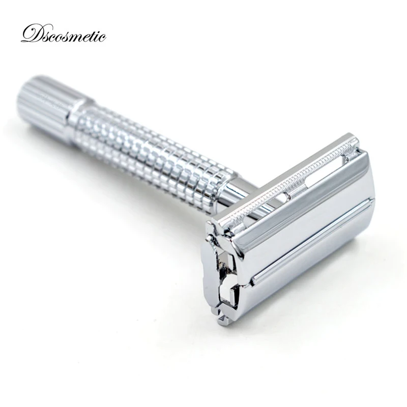 Бритва с длинной ручкой хромированная Посеребренная двойной кромкой|shaving razor|double
