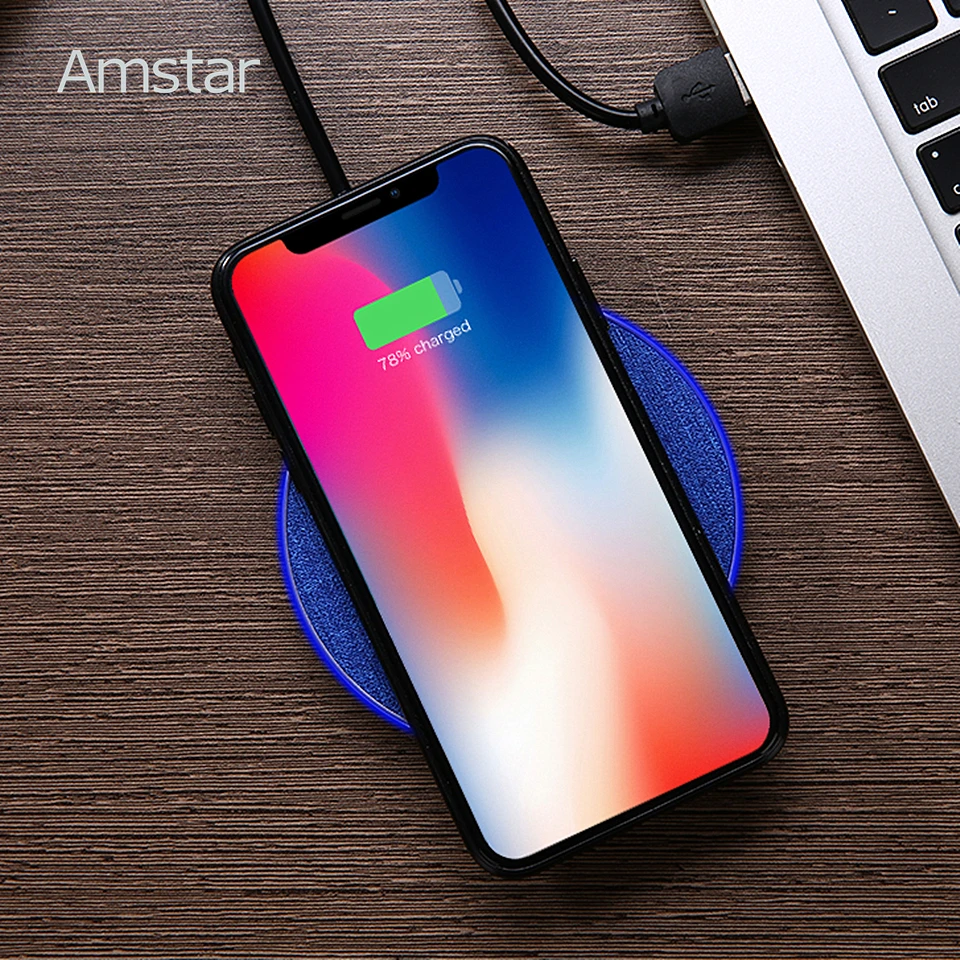 Беспроводное зарядное устройство Amstar для iPhone X XS Max XR 8 Qi 10 Вт быстрая Беспроводная