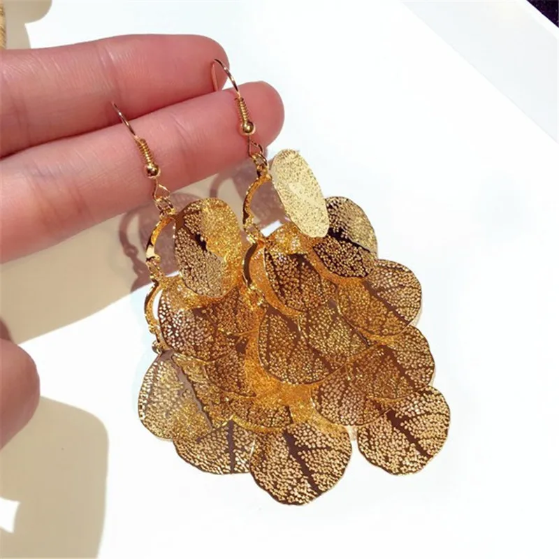 Charmwin New Fashion Tassel Dangle Earrings Long Women Exaggerated Hollow Tree Leaves Statement Hanging PE1684 | Украшения и