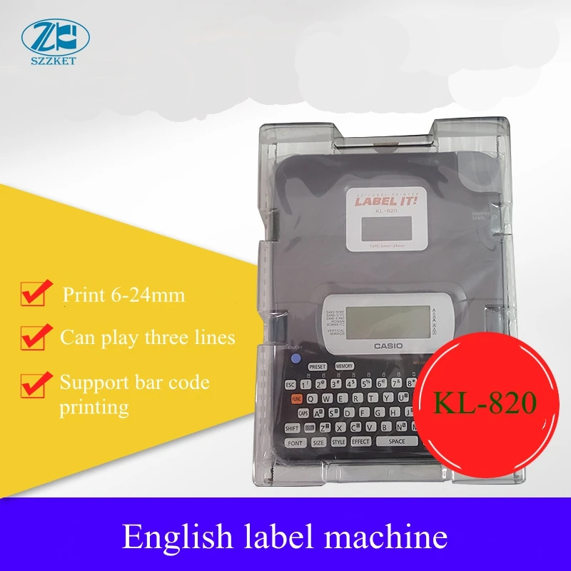 

KL-820 English label machine digital sticker machine, price tag machine Printing label paper width 6mm 9mm 12mm 18mm 24mm