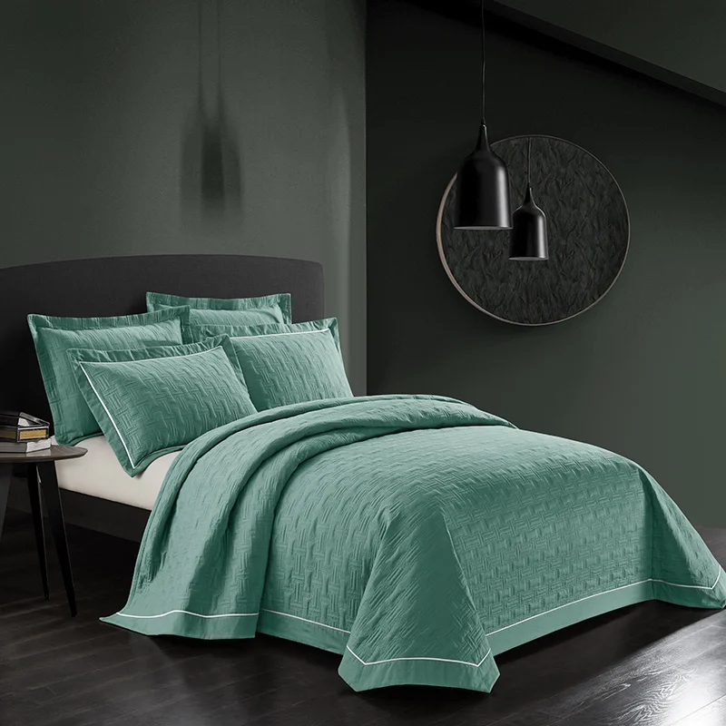 Forest green Новинка, 3 шт., Роскошное хлопковое покрывало, покрывало, 245x250 см, комплекты одеял, белый, розовый, серый, синий, простыня, наволочка, покрывало - Цвет: Forest green