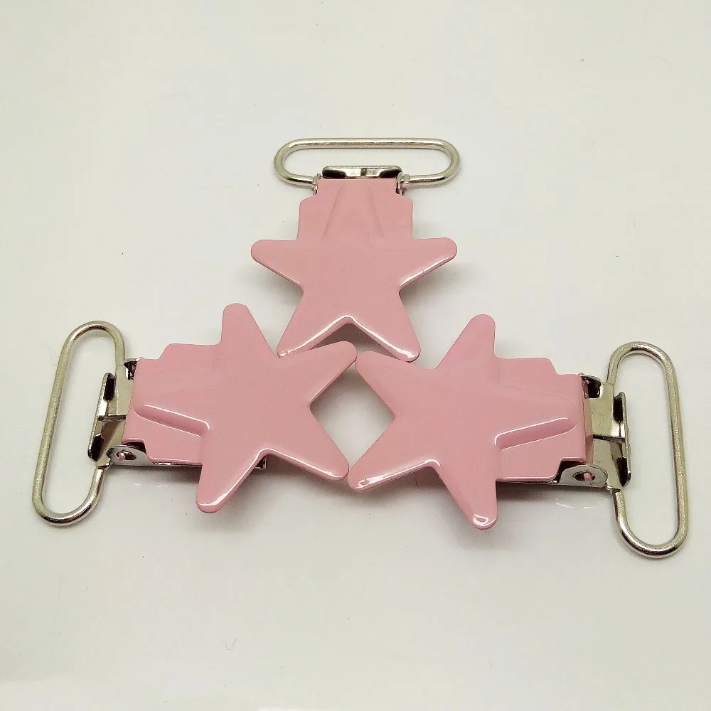 

20pcs baby pink suspender clips pacifier clips holder clip for baby enamel suspender clips