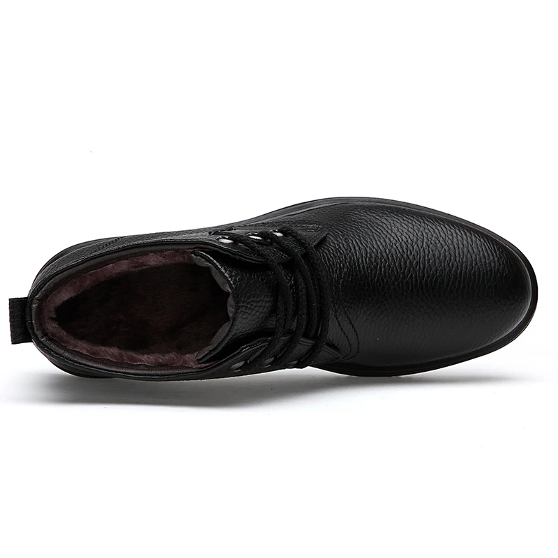 Warm Men Boots Winter Shoes 2016 Waterproof Real Leather Fur Ankle for Man Black/Brown Zapatillas botas hombre | Обувь