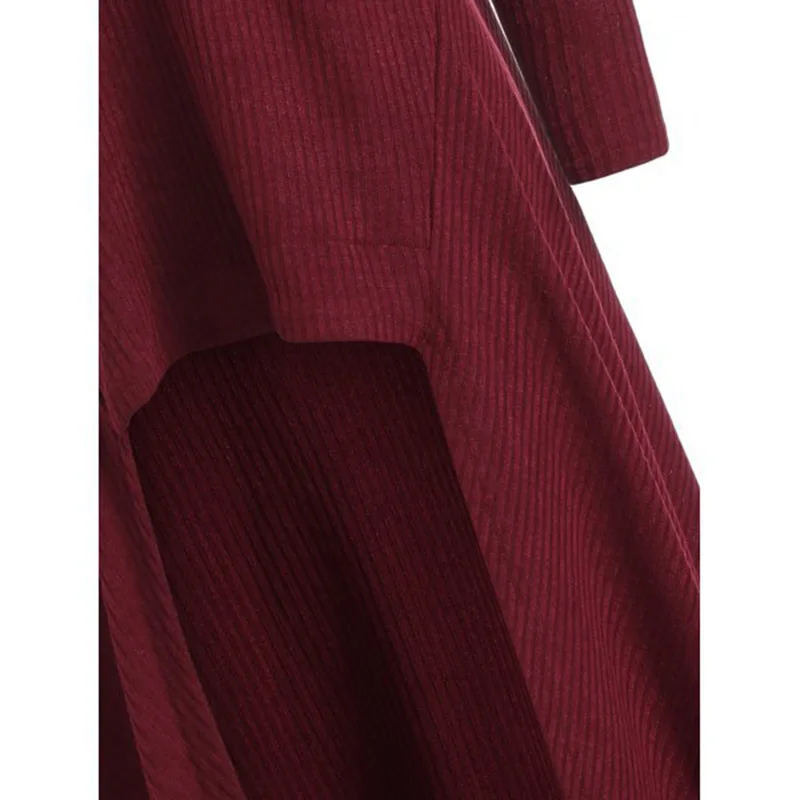 Готическая панк Толстовка Женская высокая низкая пуловеры размера плюс черная