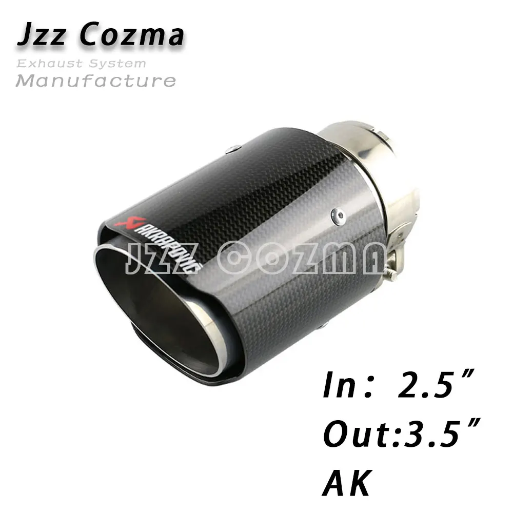 Jzz Cozma 2,2" впускная выхлопная труба для 3,5"/" /4,5" выход из углеродного волокна akrapovic выхлопная труба с выхлопными наконечниками зажим - Цвет: Glass S IN2.5 OUT3.5