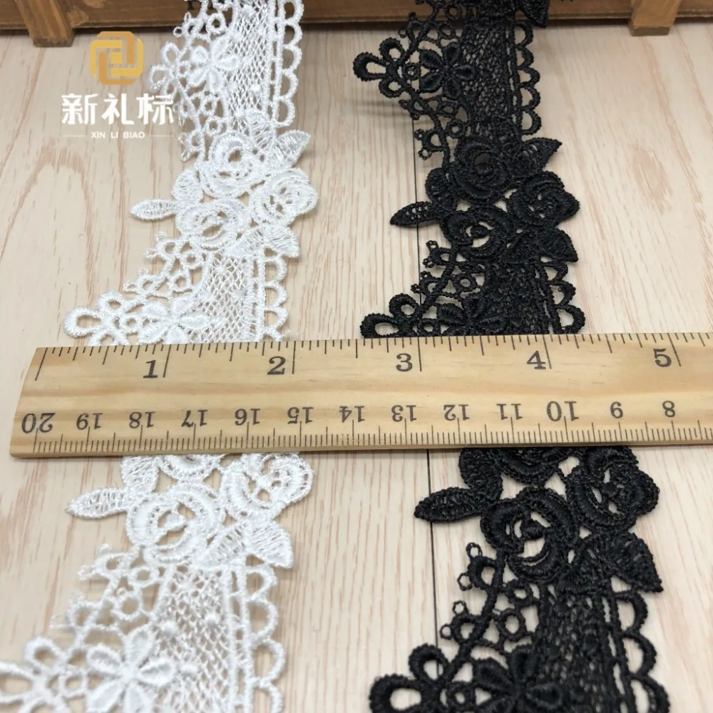 15y Высокое качество черный вышитый кружевной обрезки ленты ручной работы DIY