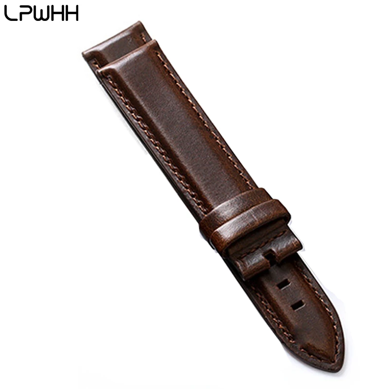 Leather Dark Brown LPWHH ремешок для часов из натуральной крокодиловой кожи 12 мм 13 мм 14 мм 17 18 19 20 мм с пряжкой мягкий ремешок для часов из кожи аллигатора 18 мм - Цвет ремешка: Leather Dark Brown