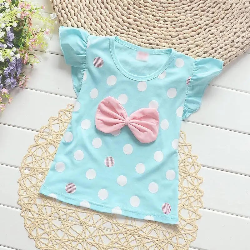 2017 Одежда для младенцев комплект летней одежды маленьких девочек в горошек 2 шт.