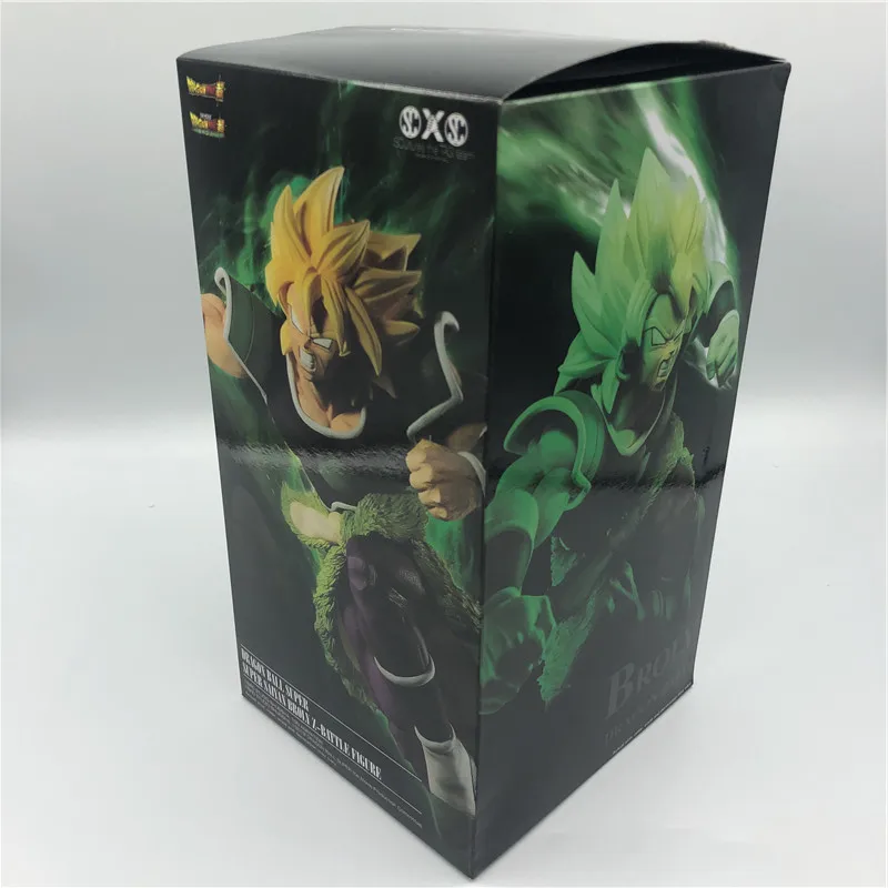 B Real Boxed Dragon Ball Z Super Broly Movie Ver. Зеленые волосы против Гоку броли Супер Saiyan боевой формы ПВХ Фигурки Модель DBZ 24 см - Цвет: B Real Boxed