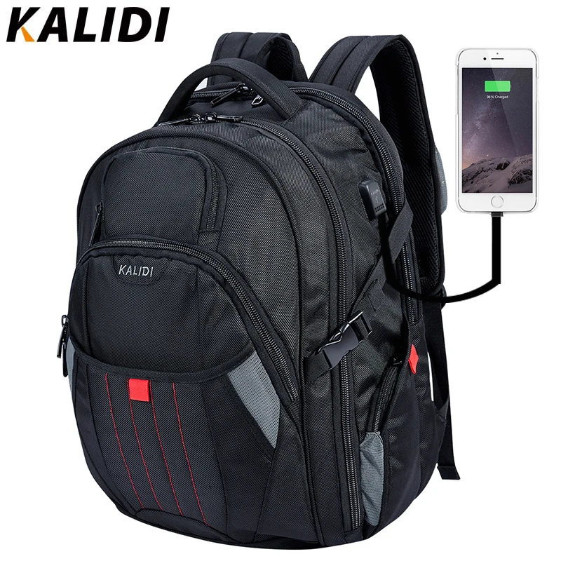 KALIDI 17 18 дюймов Для мужчин рюкзак зарядка через usb большой Ёмкость дорожные сумки