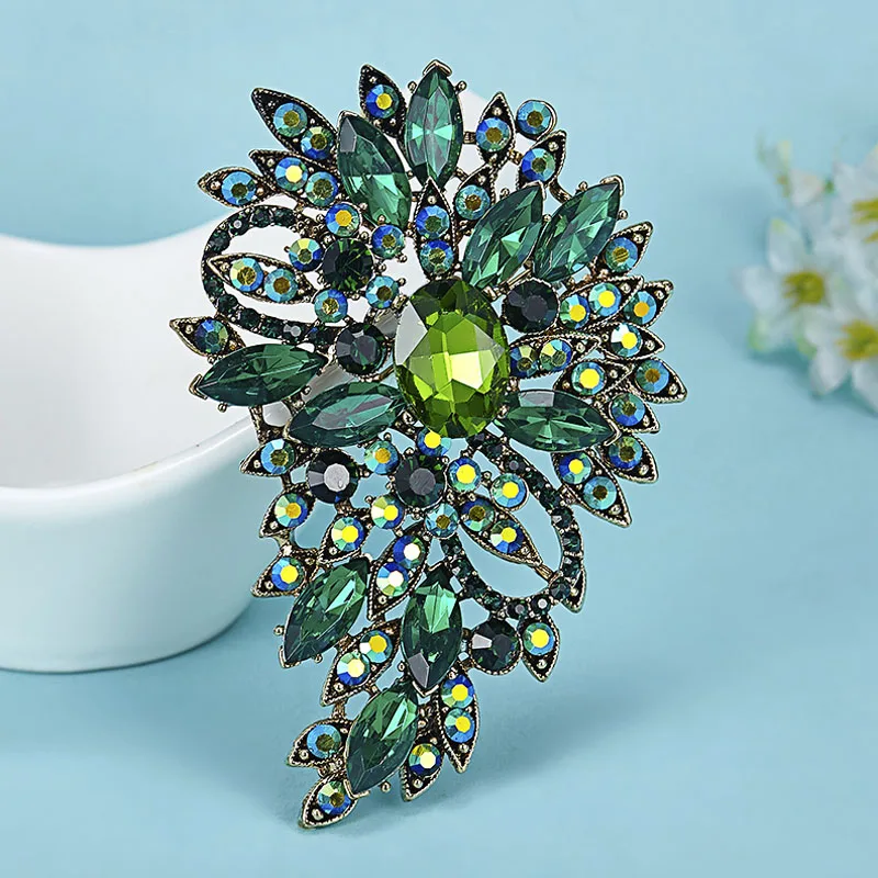 Женская Брошь в виде цветка винтажный хиджаб Цветная брошь с кристаллами