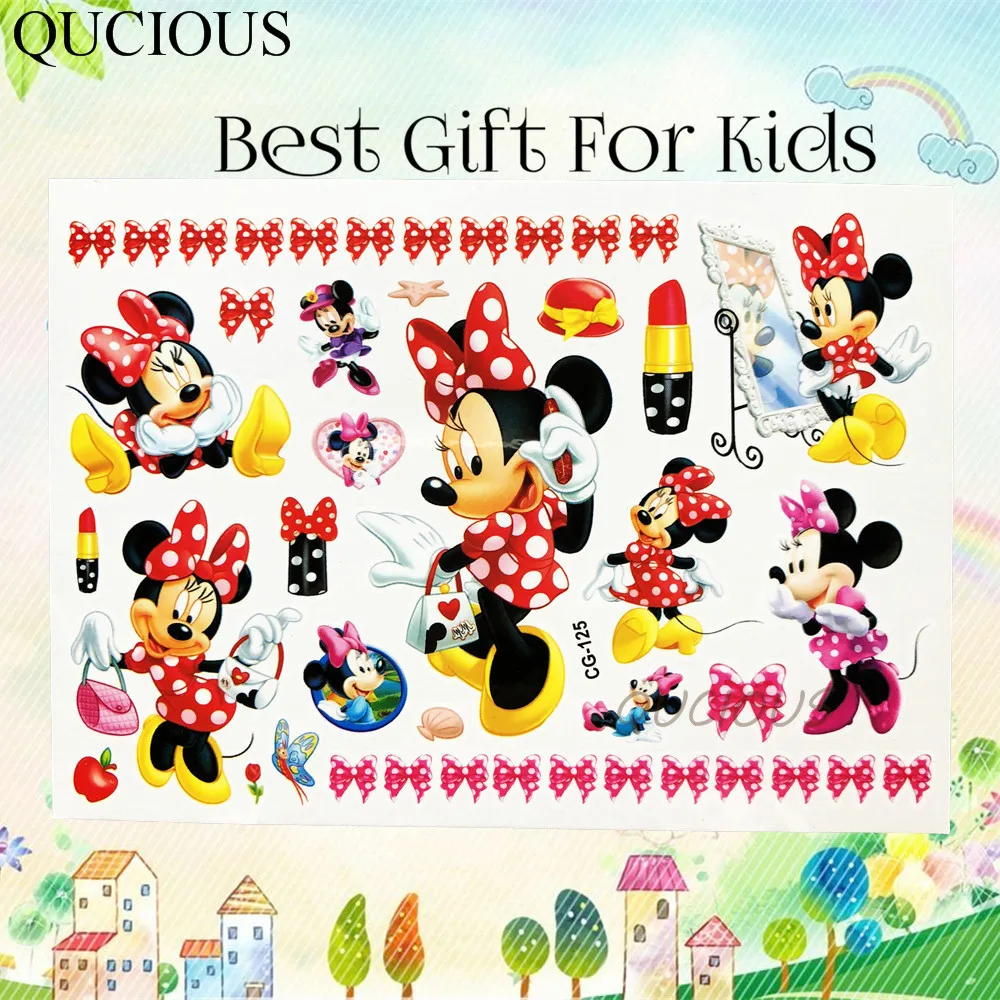 QCG125 QUCIOUS милые детские боди-арт Временные татуировки Мультяшные Желтые Миньоны бумага для тату для мальчиков и девочек DIY водонепроницаемые поддельные татуировки наклейки - Цвет: QCG125