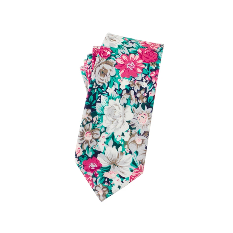 Мужской галстук с цветочным принтом хлопчатобумажный узкий на шею Свадебный 2019 |