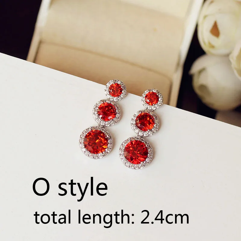O style Роскошные бордовые винно-красные длинные висячие серьги геометрической формы с большим квадратным кубическим цирконием для женщин, вечерние, свадебные ювелирные изделия, подарок - Окраска металла: O style