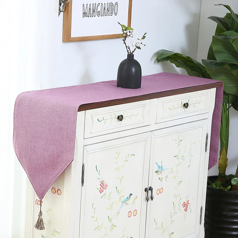 Light purple Современные Простые хлопковые и линейные скатерти для стола, однотонные скатерти для свадебного стола, 14 цветов - Цвет: Light purple