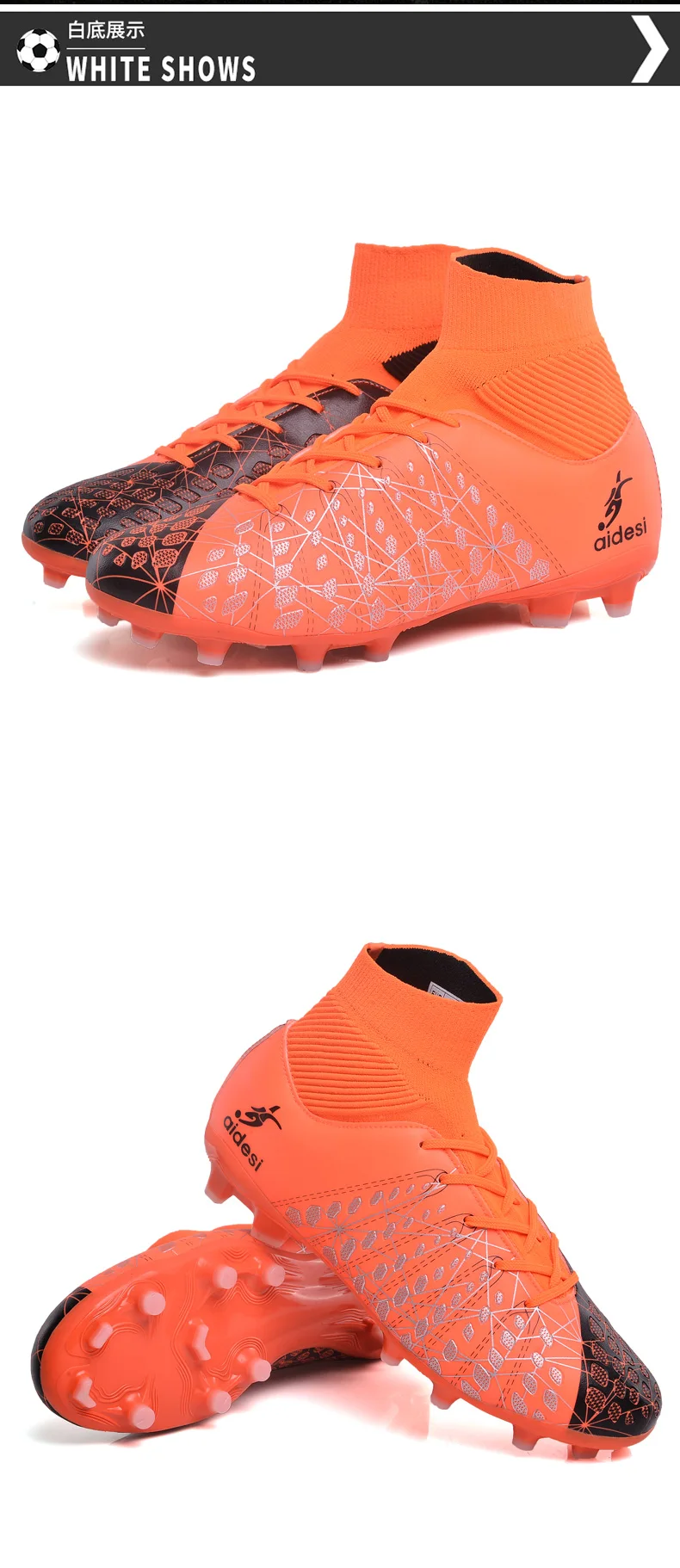 Men's Ankle High Tops Soccer Cleats Boots Football Boots Long Spikes Outdoor Lawn Football Shoes Chuteira Futebol Waterproof 46