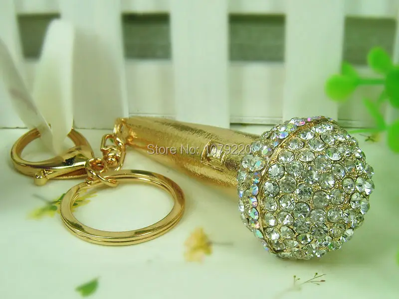 Большой микрофон Musice Поющая брелок Подвеска со стразами автомобильный