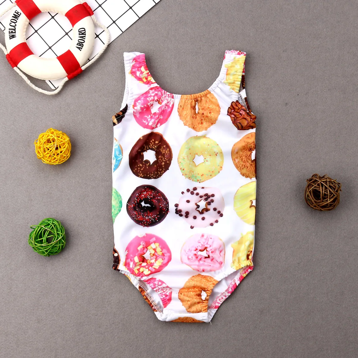 Toddler Kids Girls Donut Swimwear summer cute Lovely One Piece Swimsuit Summer Beachwear Bathing Suit Swimming Costume 1-6Y | Спорт и