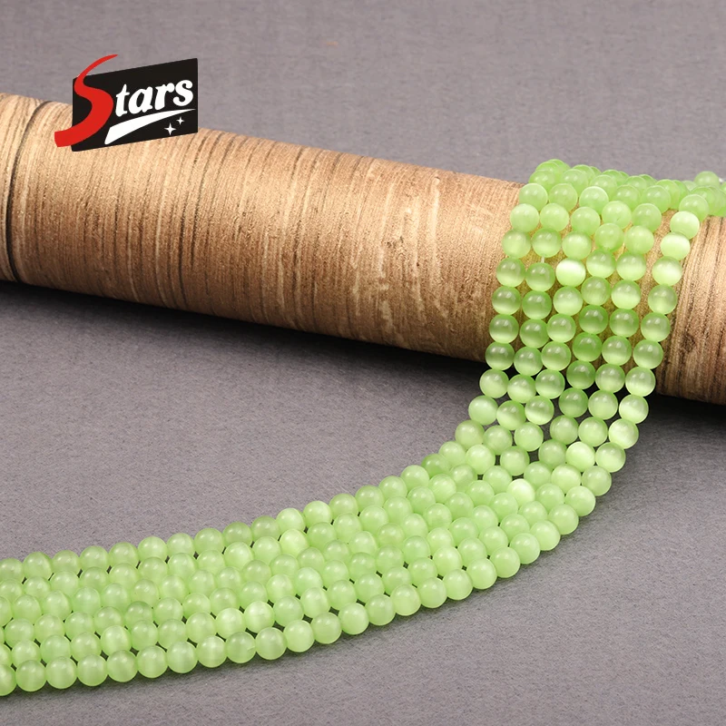 Singreal кошачий глаз бусины цвет киви Зеленый круглые свободные камень для женщин