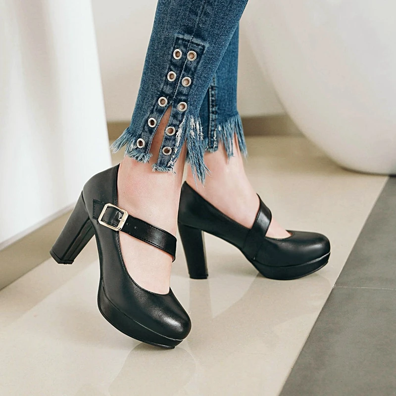 Женские туфли-лодочки ASILETO на платформе Туфли Мэри Джейн с пряжкой и круглым