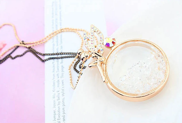 

Champagne Gold Color 100% Austria Crystal Long Pendant Necklace for Women