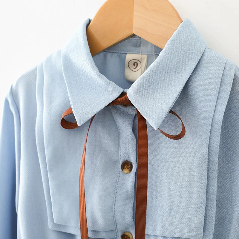 Платье детское ТРАПЕЦИЕВИДНОЕ с длинным рукавом голубое на весну/лето | Детская