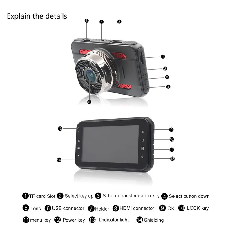 Скрытая 3 &quotМини HD Автомобильная dvr камера 1080P WDR для приборной панели 170 градусов