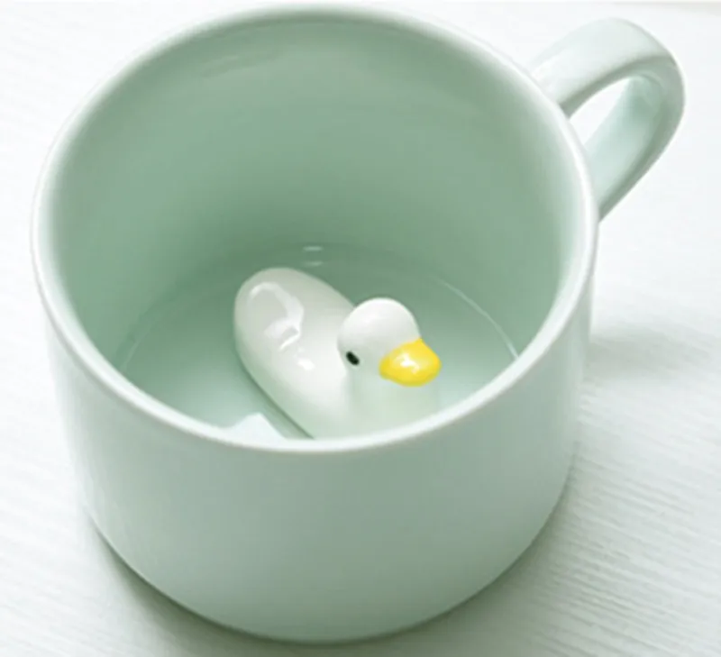 Duck Креативные керамические 3D кружки с животными, милые Мультяшные кофейные кружки, чашки, маленькая емкость, чашка для чая, молока, чашки для домашнего офиса, посуда для напитков, хороший подарок - Цвет: Duck
