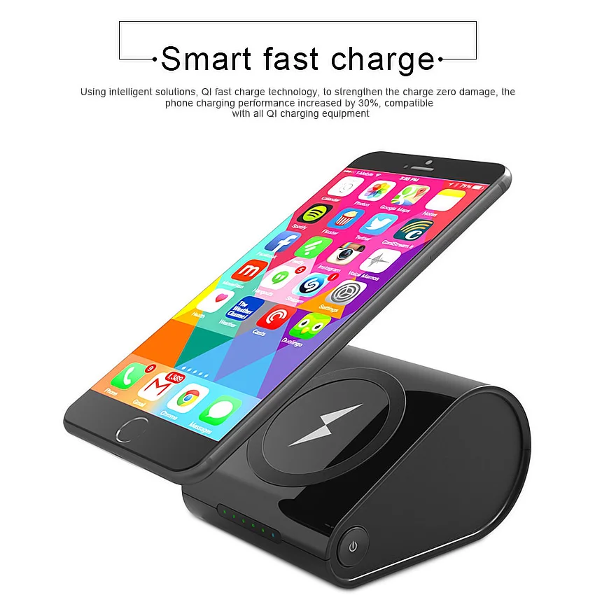 CRDC Новый Ци Беспроводной Зарядное устройство Мощность банка для samsung s8 10400 мАч