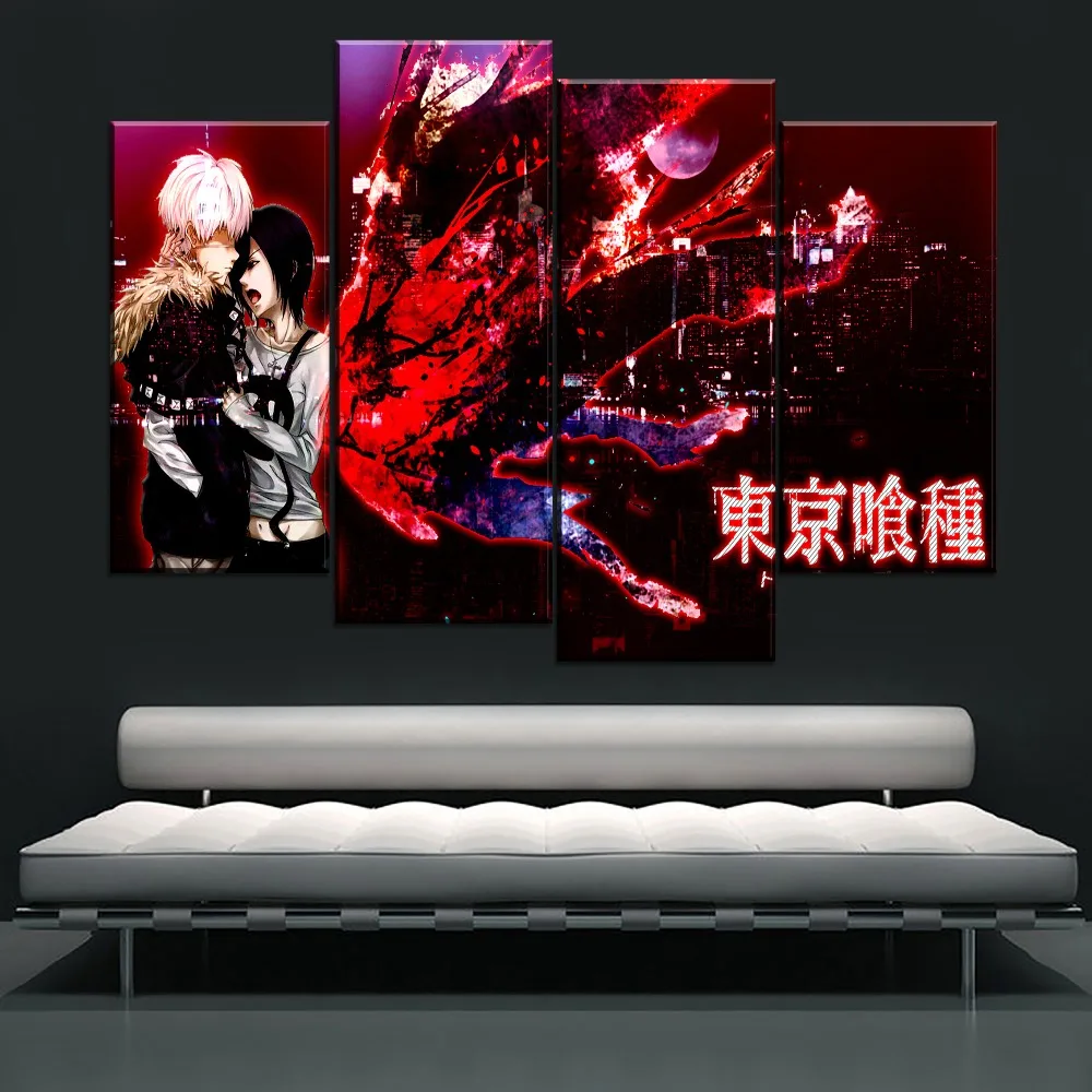 Wall Art Painting Modern Home Decor Tokyo Ghoul Animation Poster 1 Piece Canvas Print Ken Kaneki And Touka Kirishima Pcitures | Дом и сад