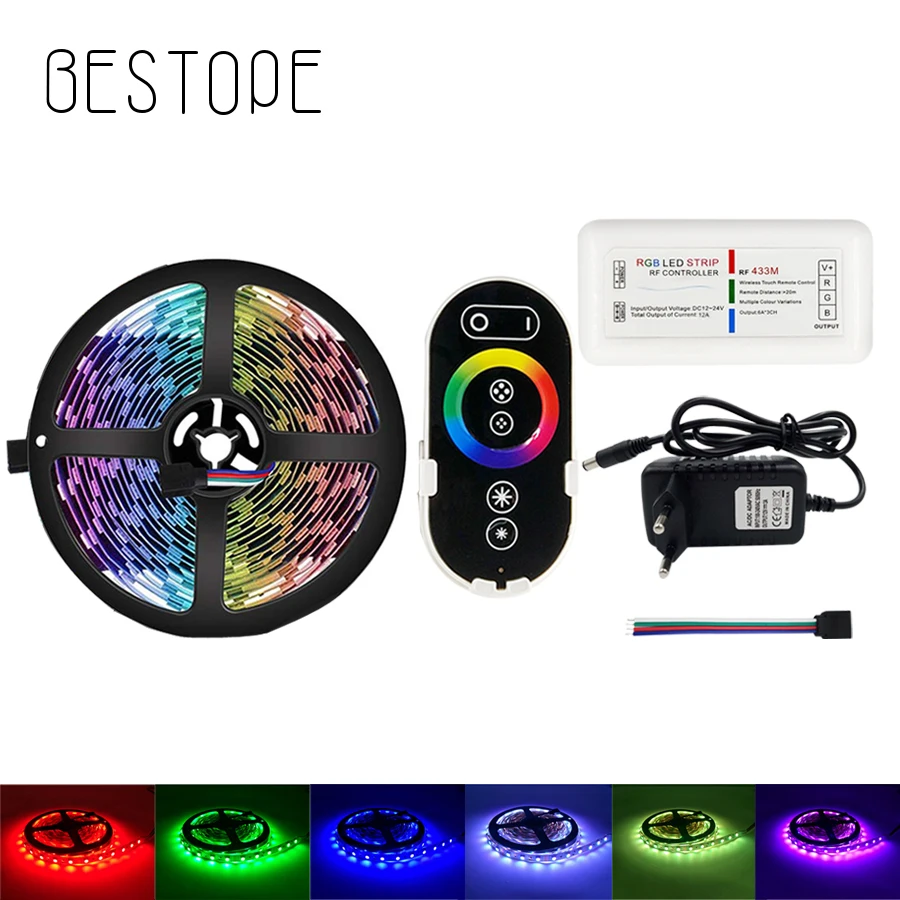 Bestope RGB Светодиодные ленты светильник 4 5 м 2835 5050 SMD 60 светодиодов/M лента сенсорный