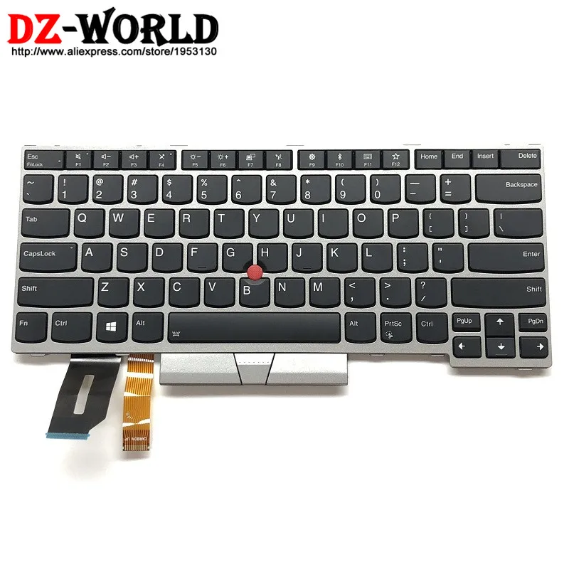 Новая серебряная клавиатура с английской подсветкой для ноутбука Lenovo Thinkpad E480 E490