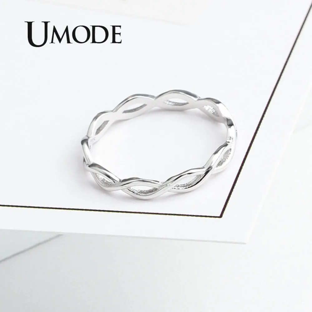 UMODE, роскошные Брендовые женские волнистые Свадебные 925 пробы, серебряные кольца, аксессуары, anillos plata 925 para mujer, ювелирные изделия ULR0468