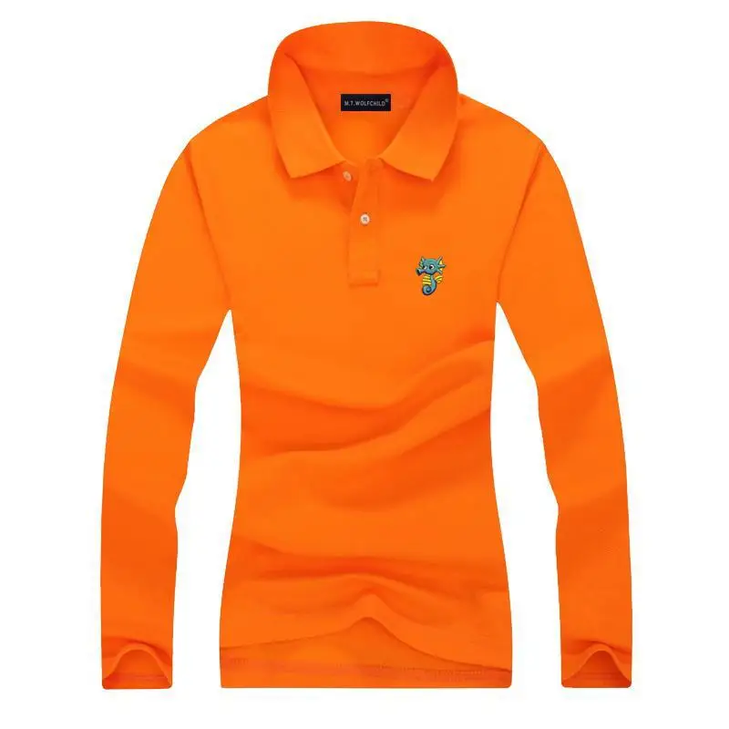 Мода 2019 новые осенние женские брендовые рубашки поло с длинным рукавом