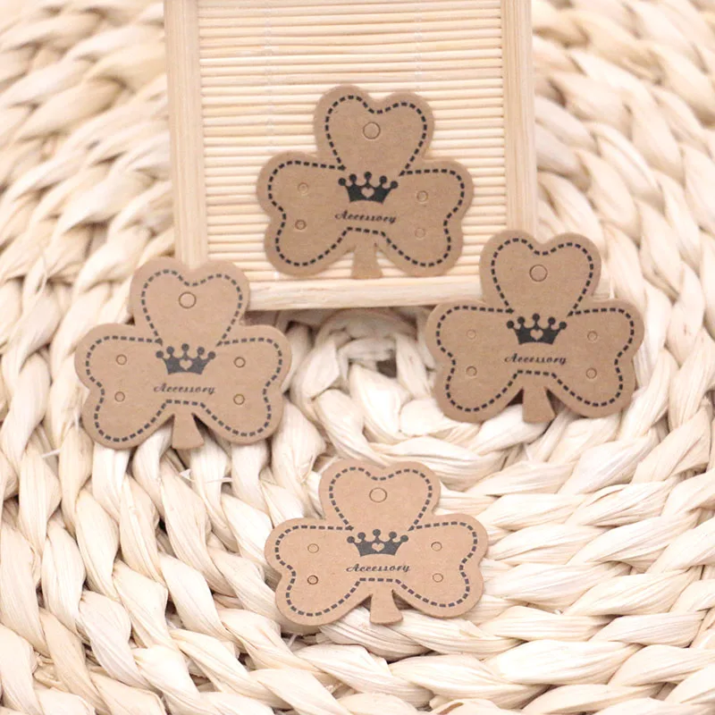 3.8x3.5cm Kraft Paper Stud Earrings Necklace Tag Jewelry Display Card Ear Hooks Cardboard Price Tags 500 pcs/lot Украшения и