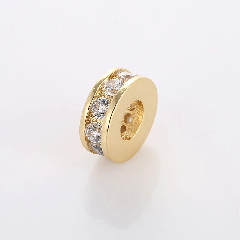 Кольцо с большим отверстием латунное микро ПАВЕ искусственные бусины золото