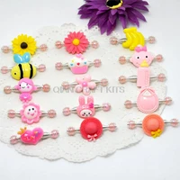 40pcs cute resin wood cabochon decored spring stretch on hair clips for baby girl with heart gift box with gift box