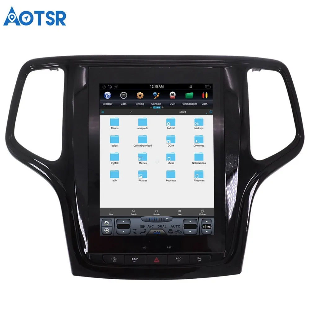 Автомобильный GPS-навигатор Aotsr в стиле Tesla на Android для JEEP Grand Cherokee 2014-2018 золотистый и