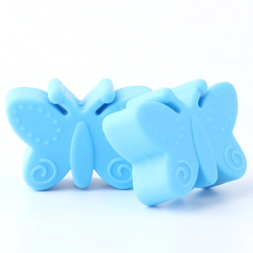 Sky Blue Keep& grow 5 шт. бабочка силиконовый бисер ребенок прорезывание зубов ожерелье DIY Изготовление животных BPA бесплатно силиконовые бусины Детские Прорезыватели аксессуары - Цвет: Sky Blue