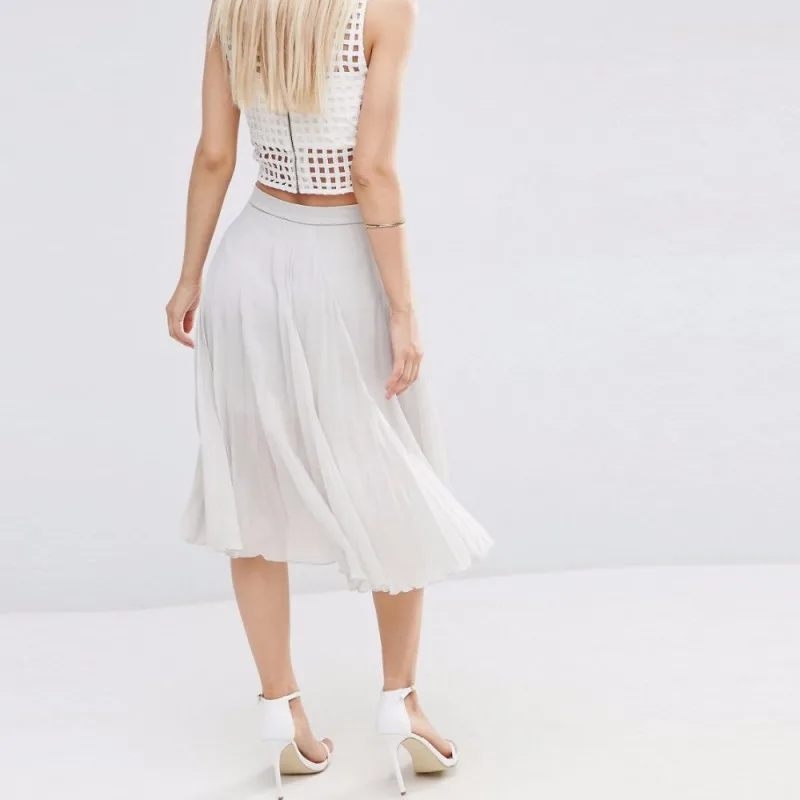 Модные ассиметричные юбки шифоновые складки белые цвета слоновой кости до