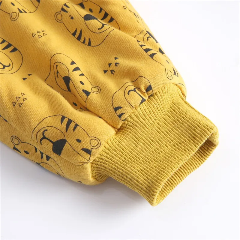 kids toddler clothing boys warm winter outfit boy tracksuit children baby sweatshirt + pants with fleece animal tiger clothes |