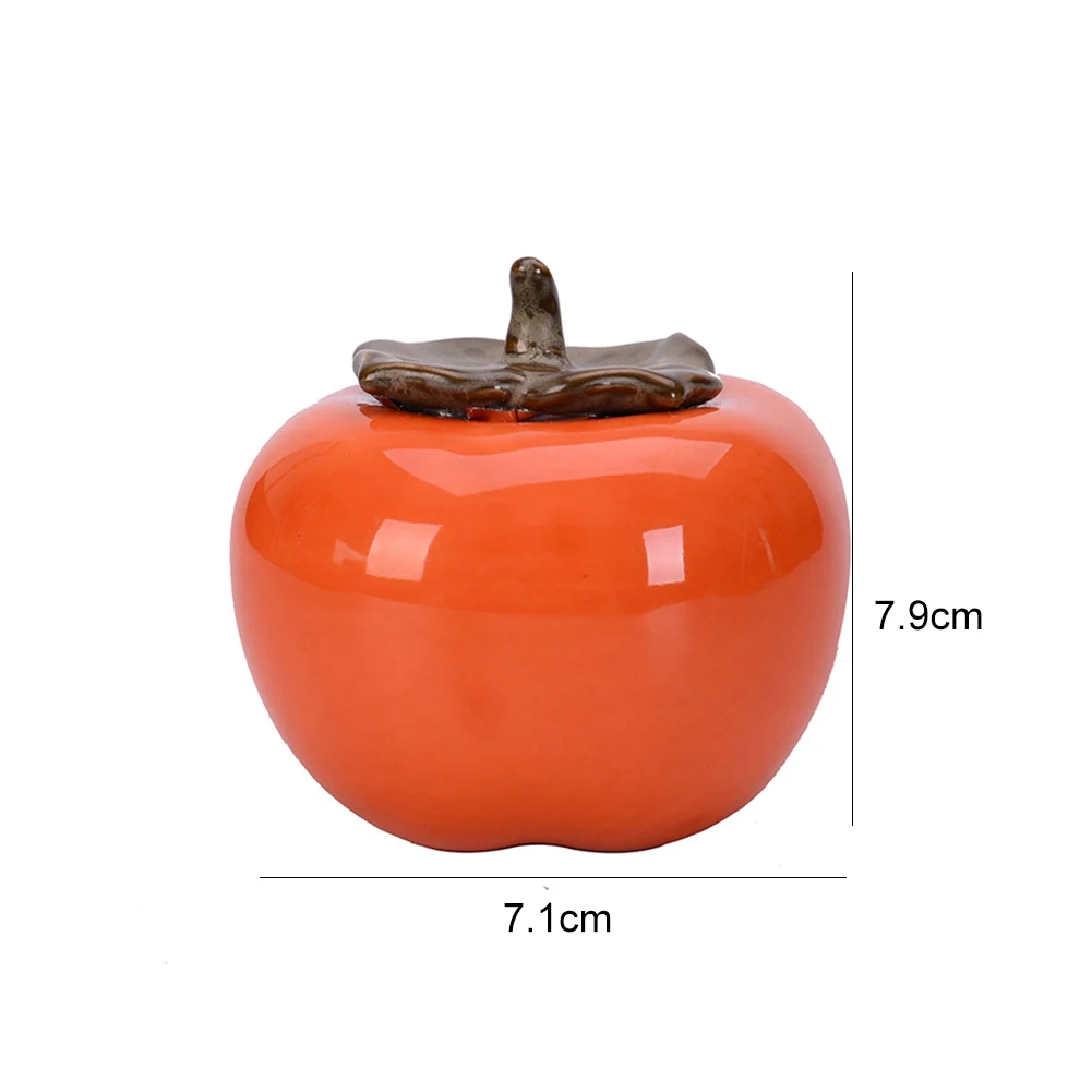 1Pc Mini Persimmon Tea Jar Small Ceramic Tin Creative Seal Storage Tank Home Decoration Ornaments As Shown | Дом и сад